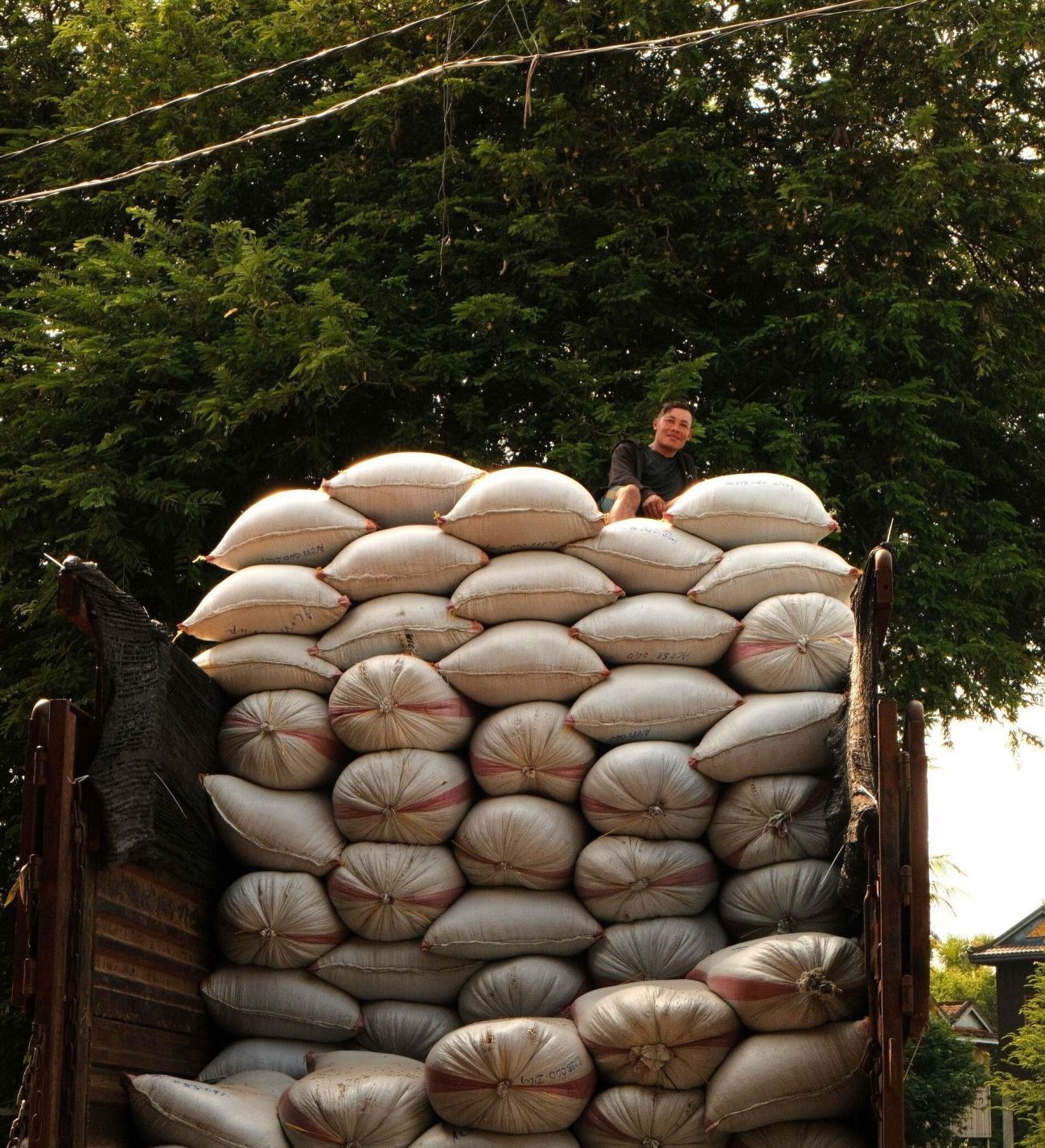 Truck full of organic ingredients in Cambodia