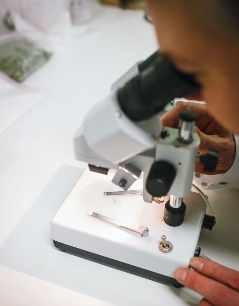 Lab testing with microscope