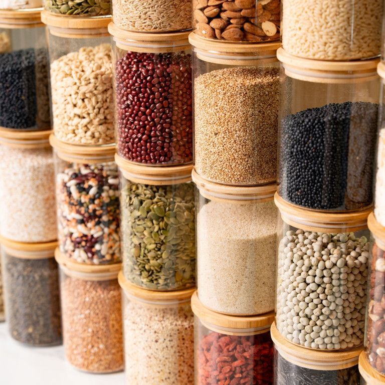 Organic ingredients in jars